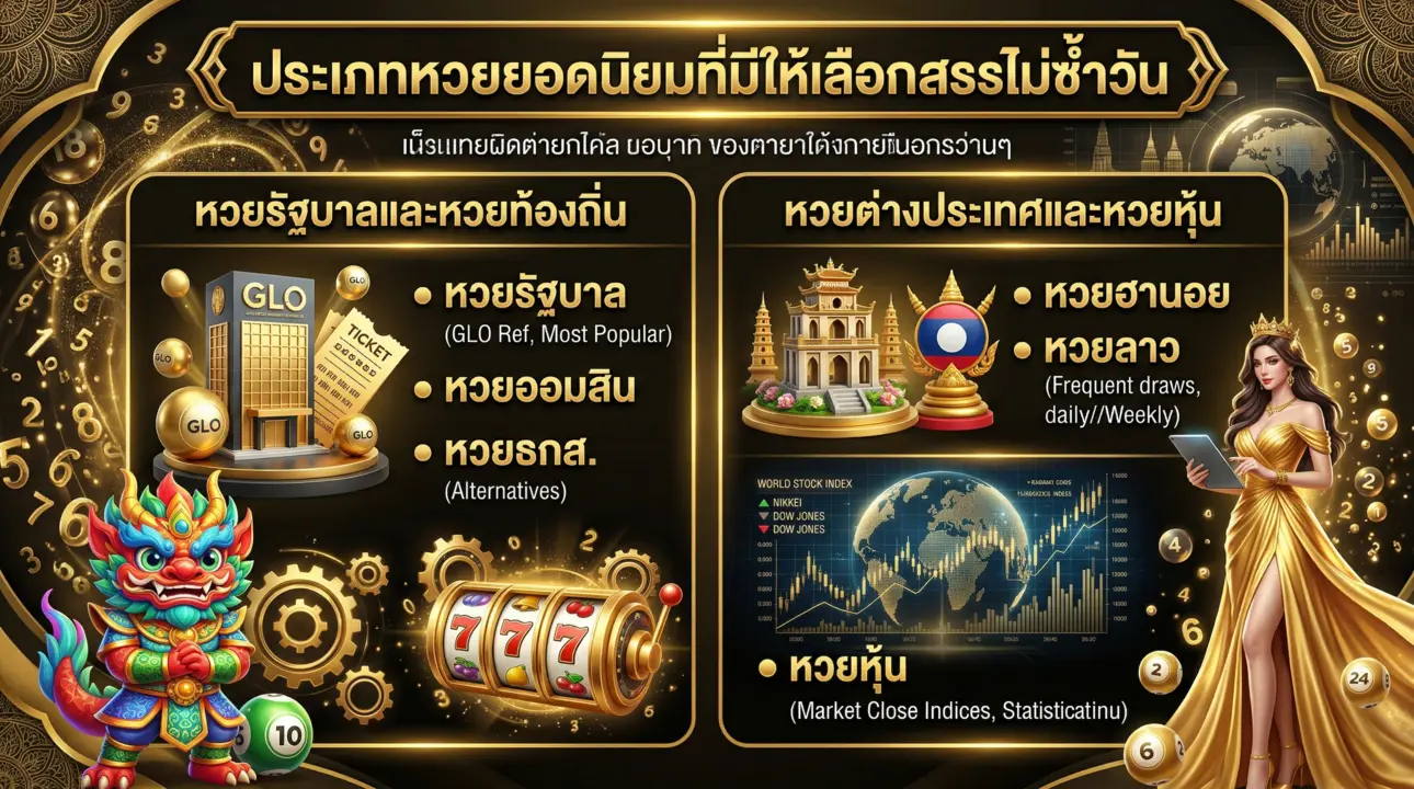 ประเภทหวยยอดนิยมที่มีให้เลือกสรรไม่ซ้ำวัน